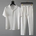 Men's Crinkled Co-Ord Set White